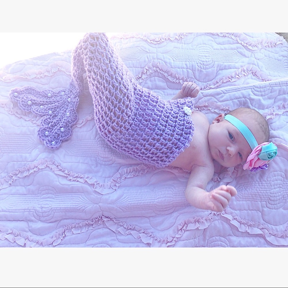 Newborn mermaid tail and head band